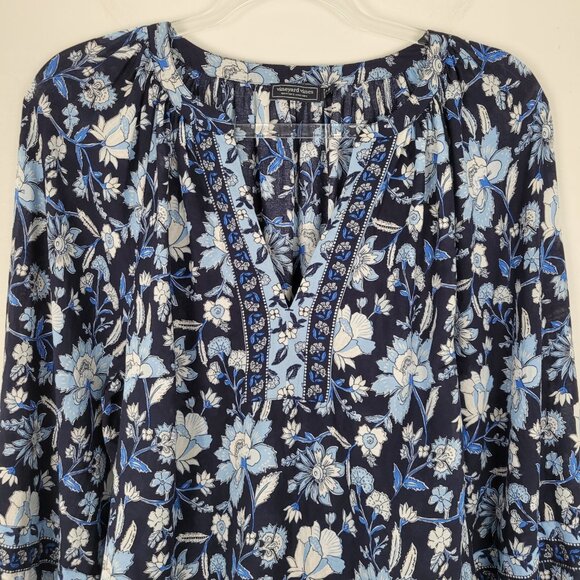 Vineyard Vines Thalia Floral Blouse Long Sleeve Relaxed Lightweight Blue Size S - Picture 4 of 9